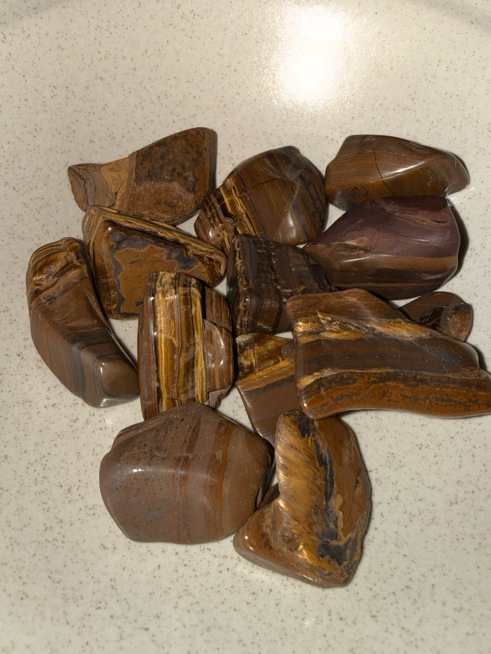 Polished Brown Tiger Iron Tumbled Stones - Natural Striped Gemstones